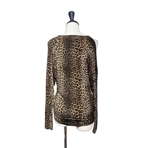 Michael Kors Long Sleeve Leopard Print Cold Shoulder Knit Top Size Small - Picture 3 of 6